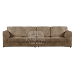 Furnishings For Less UK Luxor Long Fabric Jumbo Cord 4 Seater Sofa - Full Back Coffee
