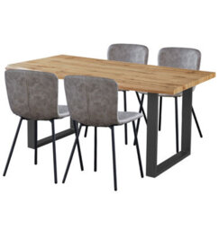 Hallowood Furniture Cullompton Large Dining Table (1.6M) With 4 Taupe Leather Effect Chairs - thumbnail 9