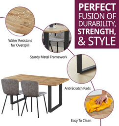 Hallowood Furniture Cullompton Large Dining Table (1.6M) With 4 Taupe Leather Effect Chairs - thumbnail 2
