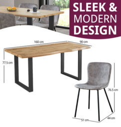 Hallowood Furniture Cullompton Large Dining Table (1.6M) With 4 Taupe Leather Effect Chairs - thumbnail 3