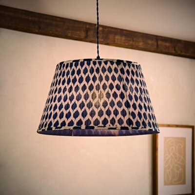 Valuelights Elijah Large Blue Ikat Pleated Tapered Lamp Shade And Bulb (D) 45Cm - image 1