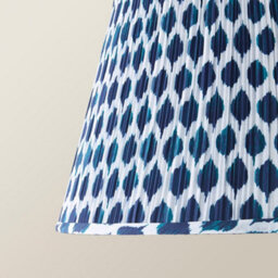 Valuelights Elijah Large Blue Ikat Pleated Tapered Lamp Shade And Bulb (D) 45Cm - thumbnail 4