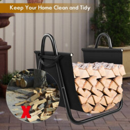 Gainoom Firewood Storage Holder Sturdy Firewood Log Holder With Canvas Tote Carrier - thumbnail 8