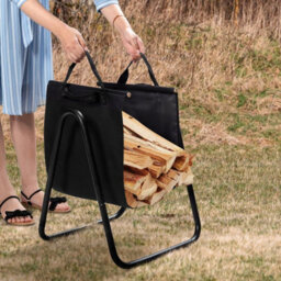 Gainoom Firewood Storage Holder Sturdy Firewood Log Holder With Canvas Tote Carrier - thumbnail 4