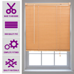 Furnished Made To Measure Teak Pvc Venetian Blind - 25mm Slats Blind For Windows And Doors  (W)165Cm (L)210Cm