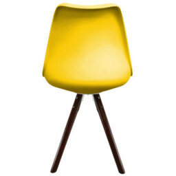 Fusion Living Soho Yellow Plastic Dining Chair With Pyramid Dark Wood Legs - thumbnail 4