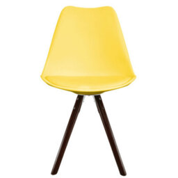 Fusion Living Soho Yellow Plastic Dining Chair With Pyramid Dark Wood Legs - thumbnail 7