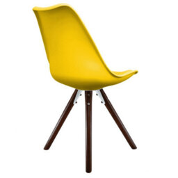 Fusion Living Soho Yellow Plastic Dining Chair With Pyramid Dark Wood Legs - thumbnail 5