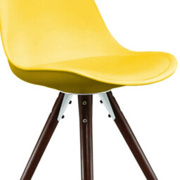 Fusion Living Soho Yellow Plastic Dining Chair With Pyramid Dark Wood Legs - thumbnail 3