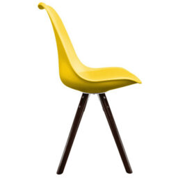 Fusion Living Soho Yellow Plastic Dining Chair With Pyramid Dark Wood Legs - thumbnail 6