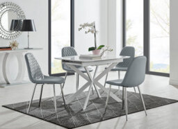 Furniturebox Uk Lira 100 Extending Dining Table And 4 Grey Corona Silver Leg Chairs - thumbnail 1
