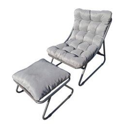Birchtree Sun Lounger Garden Reclining Lounge Chair With Footstool Balcony Camping Relax - thumbnail 5