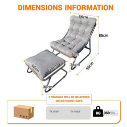 Birchtree Sun Lounger Garden Reclining Lounge Chair With Footstool Balcony Camping Relax - thumbnail 4