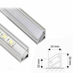 MKGT 1M Aluminium Profile Corner For Led Lights Strip 5050 3528 Opal Cover - Aluminium Finish - Pack Of 5 - thumbnail 3