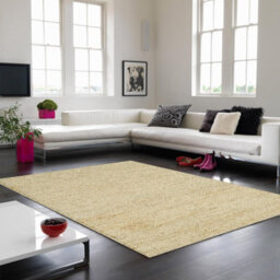 Plain Beige Modern Natural Fibers Handmade Rug For Dining Room Bedroom & Living Room-200Cm X 300Cm - thumbnail 1