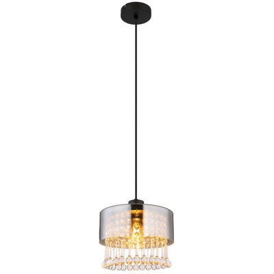 Luminosa Lighting Luminosa Hendry Pendant Ceiling Light Matt Black Smoke Glass Shade 1X E27 - image 1