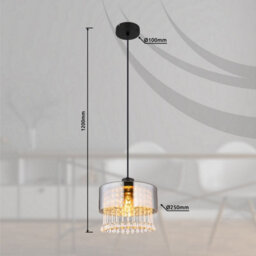Luminosa Lighting Luminosa Hendry Pendant Ceiling Light Matt Black Smoke Glass Shade 1X E27 - thumbnail 6