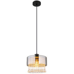 Luminosa Lighting Luminosa Hendry Pendant Ceiling Light Matt Black Smoke Glass Shade 1X E27 - thumbnail 1