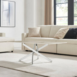 Furniturebox Uk Leonardo Coffee Table With White Glass Marble Effect Top And Silver Legs - thumbnail 5
