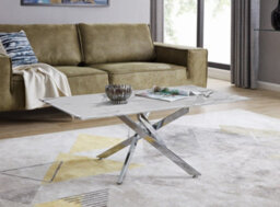 Furniturebox Uk Leonardo Coffee Table With White Glass Marble Effect Top And Silver Legs