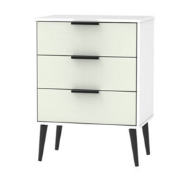 Ready Assembled Matt Grey & White No Effect 3 Drawer Midi Chest (H)740mm (W)575mm (D)395mm - thumbnail 1