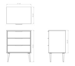 Ready Assembled Matt Grey & White No Effect 3 Drawer Midi Chest (H)740mm (W)575mm (D)395mm - thumbnail 3
