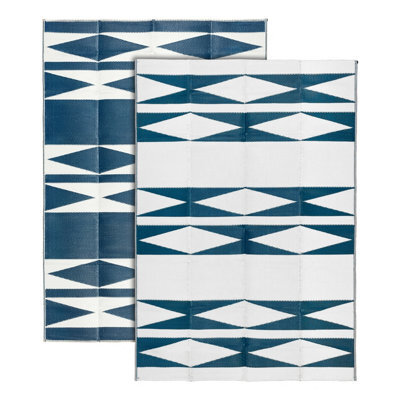 Relsy Large Garden Outdoor Rug For Patio, Royal Blue & White Diamond Waterproof Garden Rug 160 X 230Cm - image 1