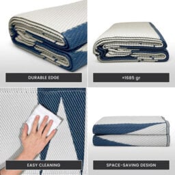 Relsy Large Garden Outdoor Rug For Patio, Royal Blue & White Diamond Waterproof Garden Rug 160 X 230Cm - thumbnail 6