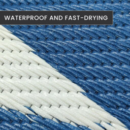 Relsy Large Garden Outdoor Rug For Patio, Royal Blue & White Diamond Waterproof Garden Rug 160 X 230Cm - thumbnail 5