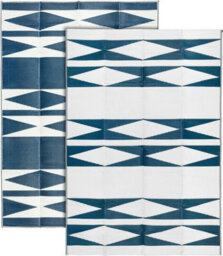 Relsy Large Garden Outdoor Rug For Patio, Royal Blue & White Diamond Waterproof Garden Rug 160 X 230Cm - thumbnail 2