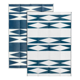 Relsy Large Garden Outdoor Rug For Patio, Royal Blue & White Diamond Waterproof Garden Rug 160 X 230Cm - thumbnail 1