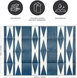 Relsy Large Garden Outdoor Rug For Patio, Royal Blue & White Diamond Waterproof Garden Rug 160 X 230Cm - thumbnail 4