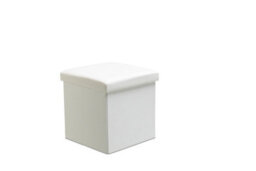 Faux Leather Storage Ottoman Storage Box With Lid Foldable - 38X38X38Cm Square White
