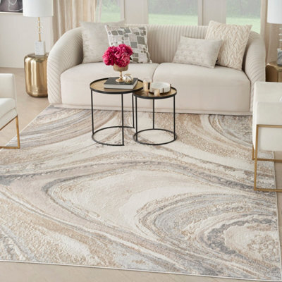 Cream Grey Abstract Modern Living Room Bedroom & Dining Room Rug-239Cm X 300Cm - image 1
