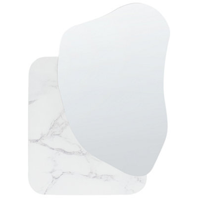 Beliani Wall Mirror Arvert 60 Cm 80 Cm White Marble - image 1