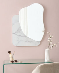 Beliani Wall Mirror Arvert 60 Cm 80 Cm White Marble - thumbnail 2