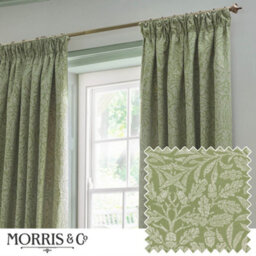 Morris & Co Acorn Tonal Matt Jacquard Room Darkening Pencil Pleat Curtain Pair Sage (W)117Cm X (D)183Cm