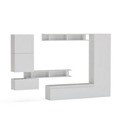 Decorotika Vigo Moduler Modern Tv Unit Wall Mount High Gloss White - thumbnail 4
