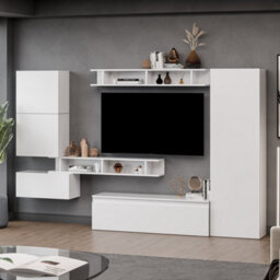Decorotika Vigo Moduler Modern Tv Unit Wall Mount High Gloss White - thumbnail 2