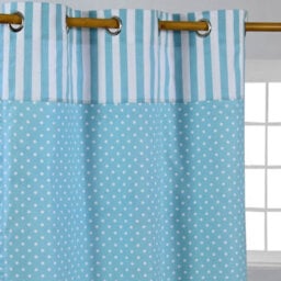 Homescapes Polka Dots Blue Ready Made Eyelet Curtain Pair, 117 X 137 Cm Drop - thumbnail 2