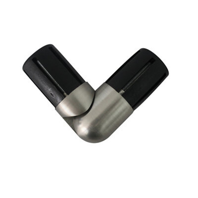 GoodHome Athens Brushed Satin Grey Nickel Effect Metal Clip Elbow Joiner, (L)45mm (Dia)28mm - image 1