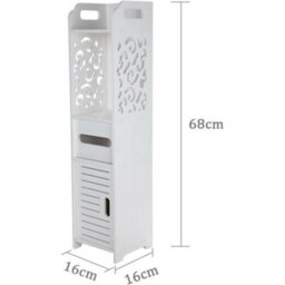 Freestanding White Wooden Bathroom Cabinet  Storage Cupboard With Shelves - thumbnail 3