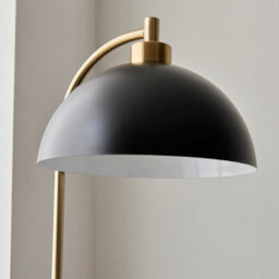 Luminosa Lighting Luminosa Buchanan Floor Lamp Matt Black, Antique Brass Plate, Grey Marble, 1X E27 - thumbnail 4