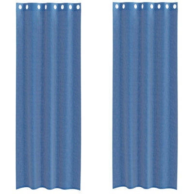 Berkfield Durable Voile Curtains With Grommets 2 Pcs Royal Blue - image 1