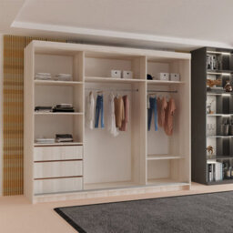 Sliding Wardrobes 4 u LTD Modern Sliding Door Wardrobe With Mirror - Spacious Bedroom Storage Cabinet In 4 Colors (Oak, 250Cm) - thumbnail 5