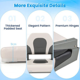 Gainoom 2 Pack Grey Boat Seat Upholstered Folding Captain Boat Chair W/ Back - thumbnail 9