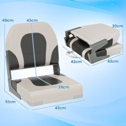 Gainoom 2 Pack Grey Boat Seat Upholstered Folding Captain Boat Chair W/ Back - thumbnail 2