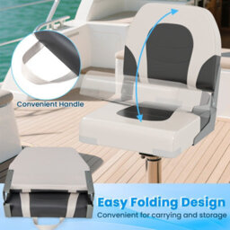 Gainoom 2 Pack Grey Boat Seat Upholstered Folding Captain Boat Chair W/ Back - thumbnail 5