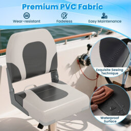 Gainoom 2 Pack Grey Boat Seat Upholstered Folding Captain Boat Chair W/ Back - thumbnail 6