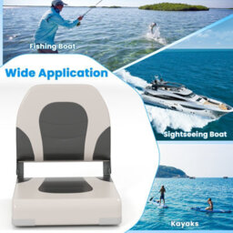 Gainoom 2 Pack Grey Boat Seat Upholstered Folding Captain Boat Chair W/ Back - thumbnail 7